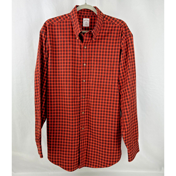 Brooks Brothers Shirt Men's Size L Original Polo Red Black Plaid Button Up - Picture 1 of 11